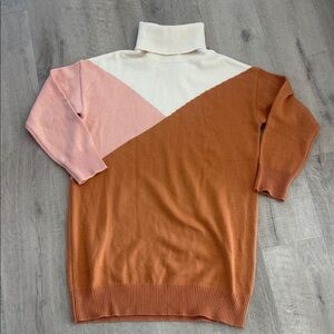 Roxy Full Of Colors Tri-Tone Knit Turtleneck Sweater Dress - size M